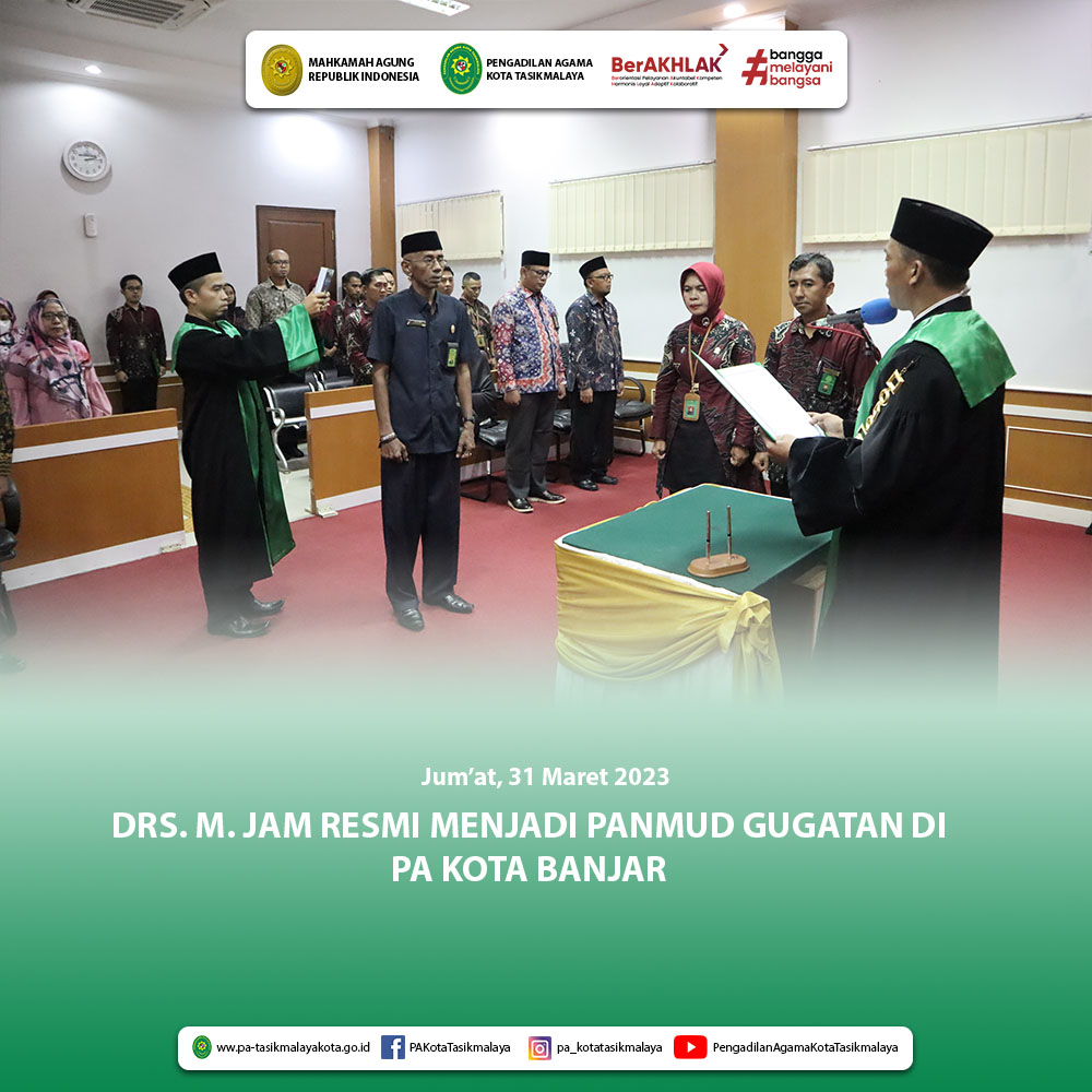 Drs. M. Jam Resmi Menjadi Panmud Gugatan di PA Kota Banjar
